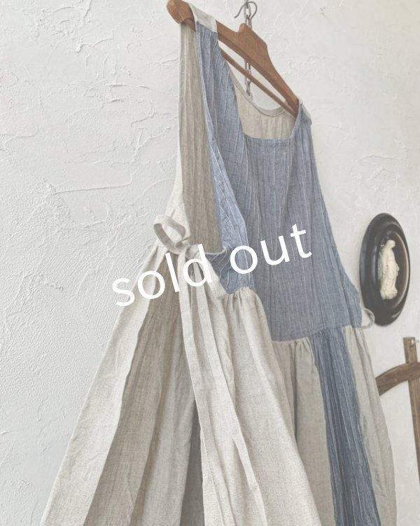 画像6: shizuka's & MARCHE３点セット／ロベリアのドレス・シャンブレー×生成り（サイドリボンタイプ） (6)