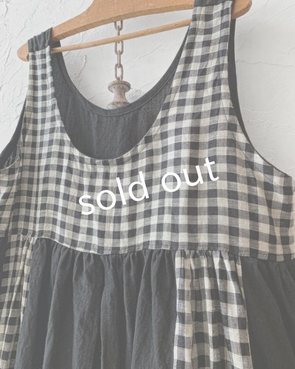 画像5: shizuka's & MARCHE3点セット/ロベリアのドレス・黒×ベージュギンガム(前スリットタイプ) (5)