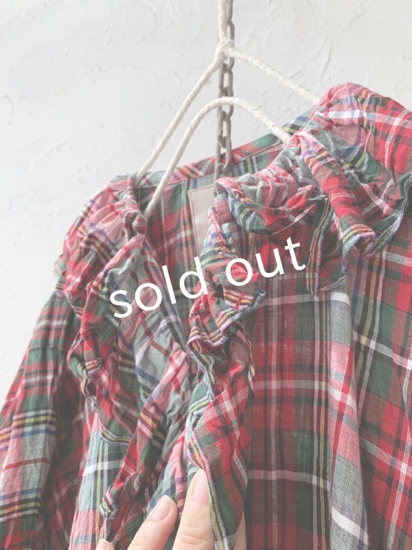 画像4: MARCHE' DE SOEUR／フローフリルブラウス・赤チェック (4)