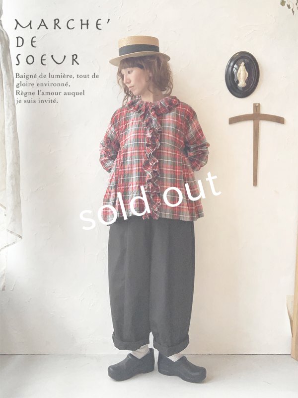 画像9: MARCHE' DE SOEUR／フローフリルブラウス・赤チェック (9)