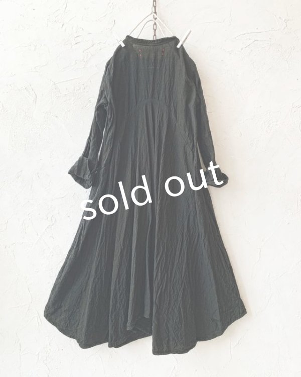 画像2: HALLELUJAH／Robe de femme de chambre 小間使いローブ衿付・black（110cm丈） (2)