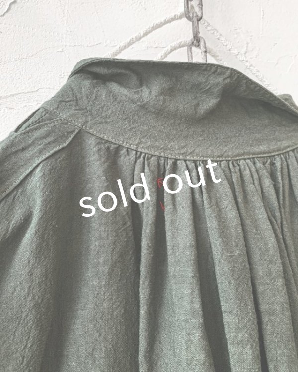 画像8: HALLELUJAH／1890's Bourgeron 羊飼いシャツワンピース・khaki（105cm丈） (8)