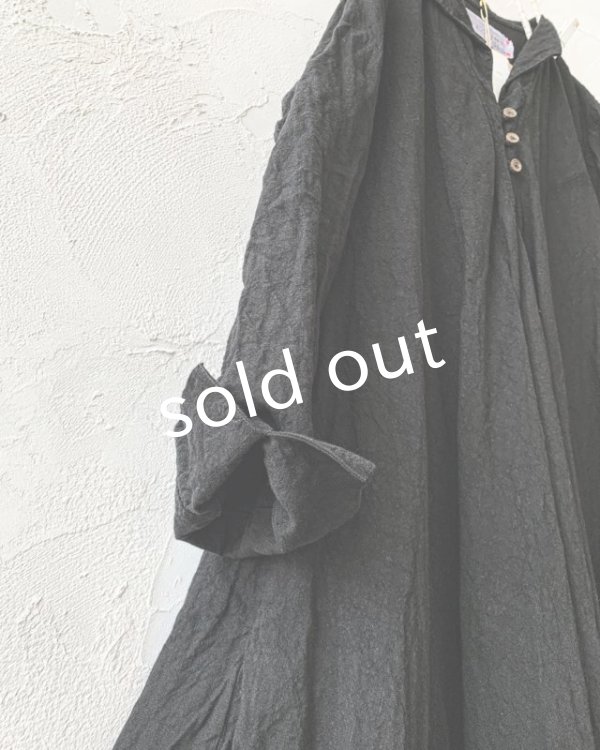 画像5: HALLELUJAH／Robe de femme de chambre 小間使いローブ衿付・black（110cm丈） (5)