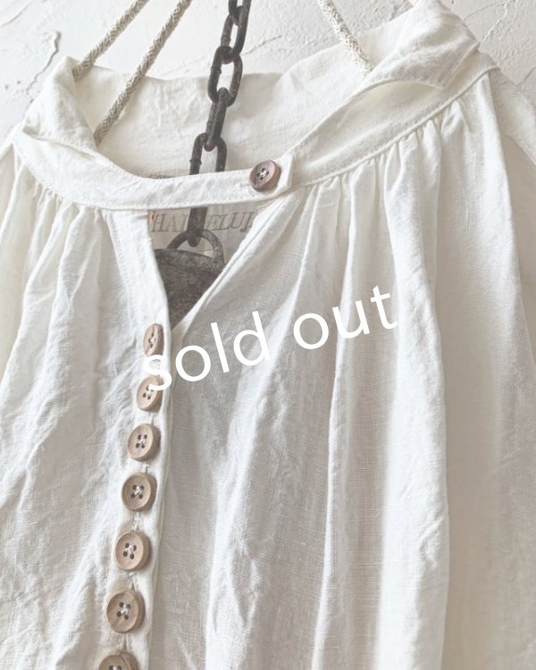 画像5: HALLELUJAH／1890's Bourgeron 羊飼いシャツワンピース・Off White（110cm丈） (5)