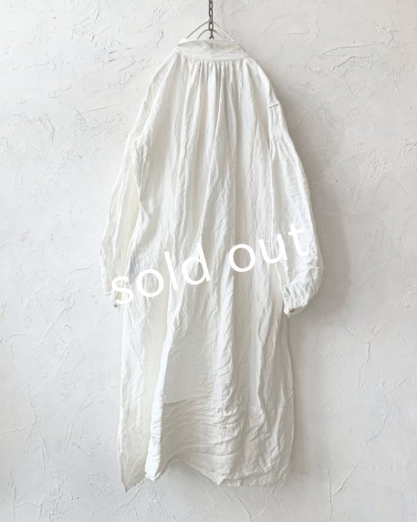 画像2: HALLELUJAH／1890's Bourgeron 羊飼いシャツワンピース・Off White（110cm丈） (2)