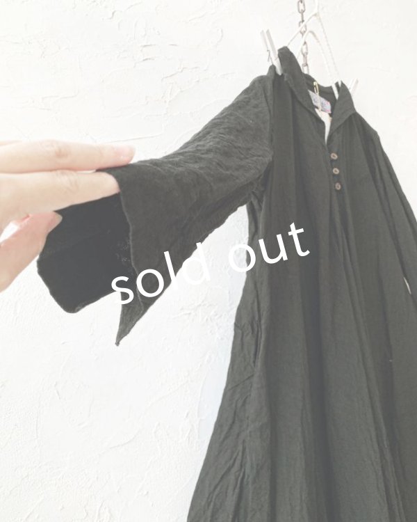 画像6: HALLELUJAH／Robe de femme de chambre 小間使いローブ衿付・black（110cm丈） (6)