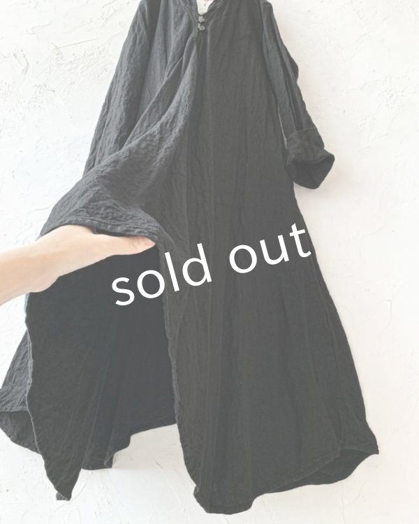 画像7: HALLELUJAH／Robe de femme de chambre 小間使いローブ衿付・black（110cm丈） (7)