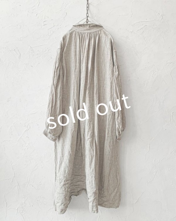 画像11: HALLELUJAH／1890's Bourgeron 羊飼いシャツワンピース・flax (11)