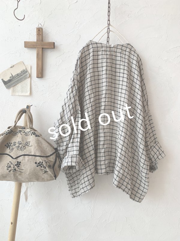 画像7: MARCHE' DE SOEUR／スモックプルオーバー・ラティスチェック生成り (7)