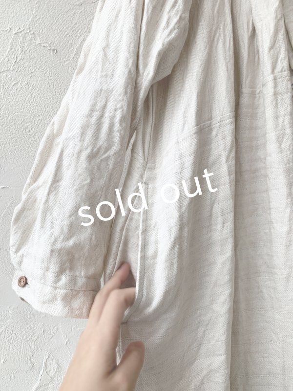 画像6: MARCHE' DE SOEUR／フローフリルワンピース・ヘリンボン生成り (6)