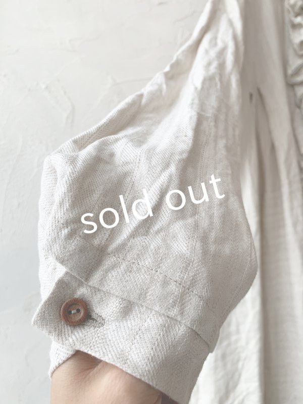 画像4: MARCHE' DE SOEUR／フローフリルワンピース・ヘリンボン生成り (4)