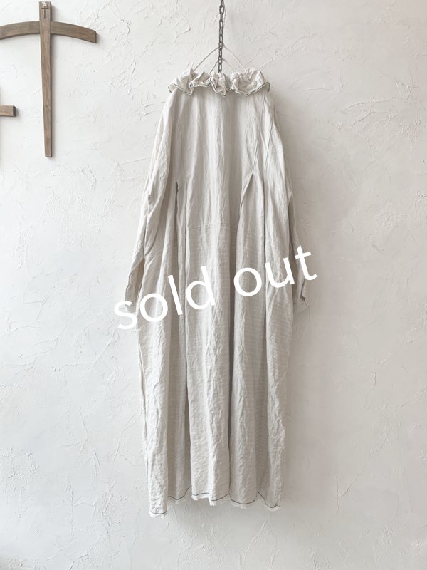 画像9: MARCHE' DE SOEUR／フローフリルワンピース・ヘリンボン生成り (9)