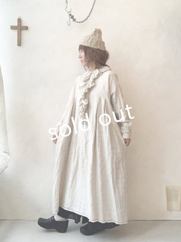 画像12: MARCHE' DE SOEUR／フローフリルワンピース・ヘリンボン生成り (12)