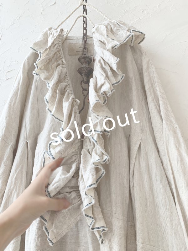 画像7: MARCHE' DE SOEUR／フローフリルワンピース・ヘリンボン生成り (7)