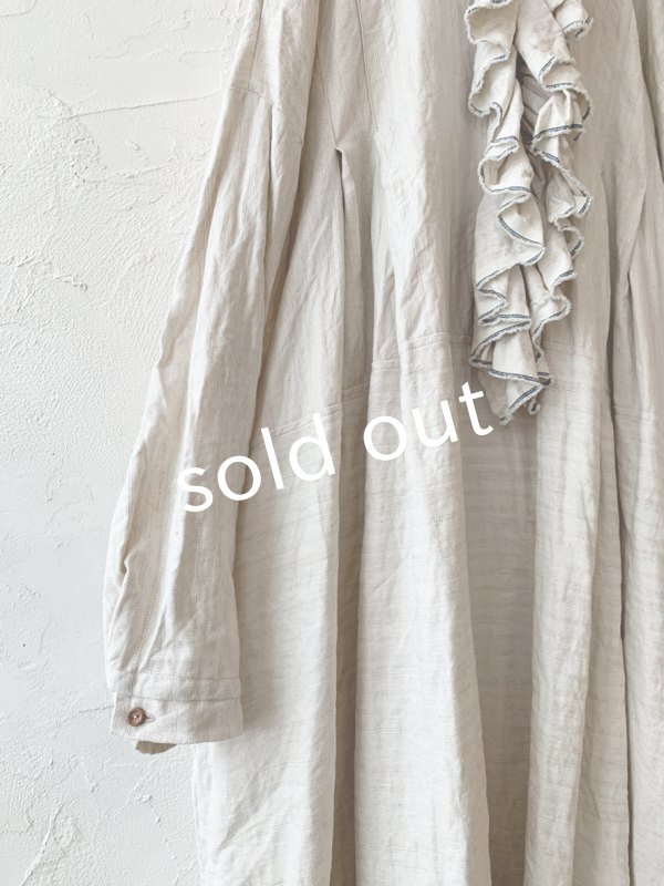 画像3: MARCHE' DE SOEUR／フローフリルワンピース・ヘリンボン生成り (3)