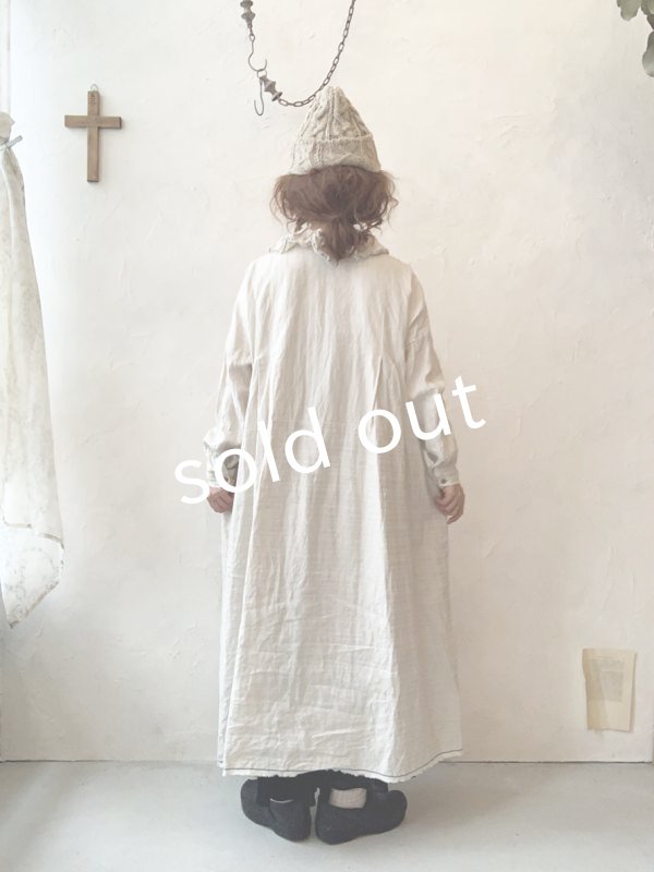 画像13: MARCHE' DE SOEUR／フローフリルワンピース・ヘリンボン生成り (13)