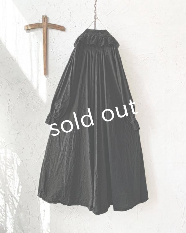 画像6: HALLELUJAH／Chemiscs de nuit 19c siecle 1800年代ナイトローブ・Black (6)