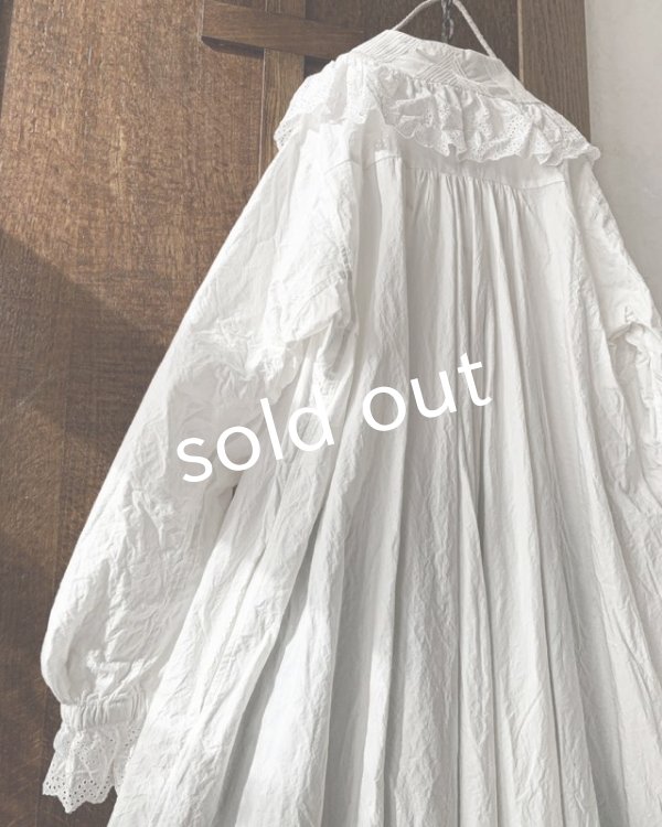 画像9: HALLELUJAH／Chemiscs de nuit 19c siecle 1800年代ナイトローブ・Off White (9)