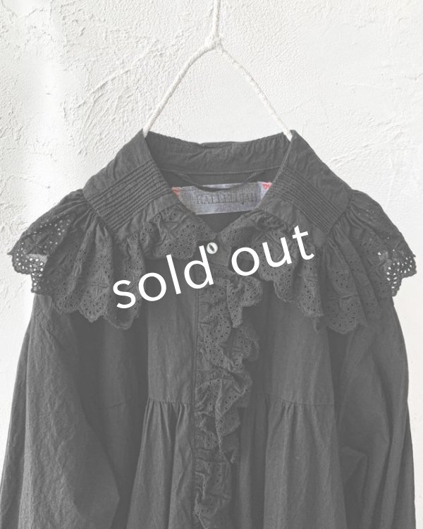 画像3: HALLELUJAH／Chemiscs de nuit 19c siecle 1800年代ナイトローブ・Black (3)