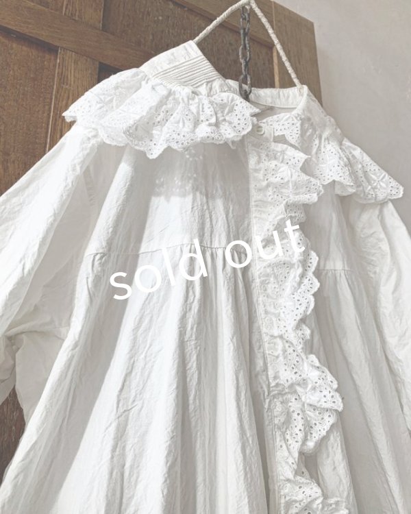 画像3: HALLELUJAH／Chemiscs de nuit 19c siecle 1800年代ナイトローブ・Off White (3)