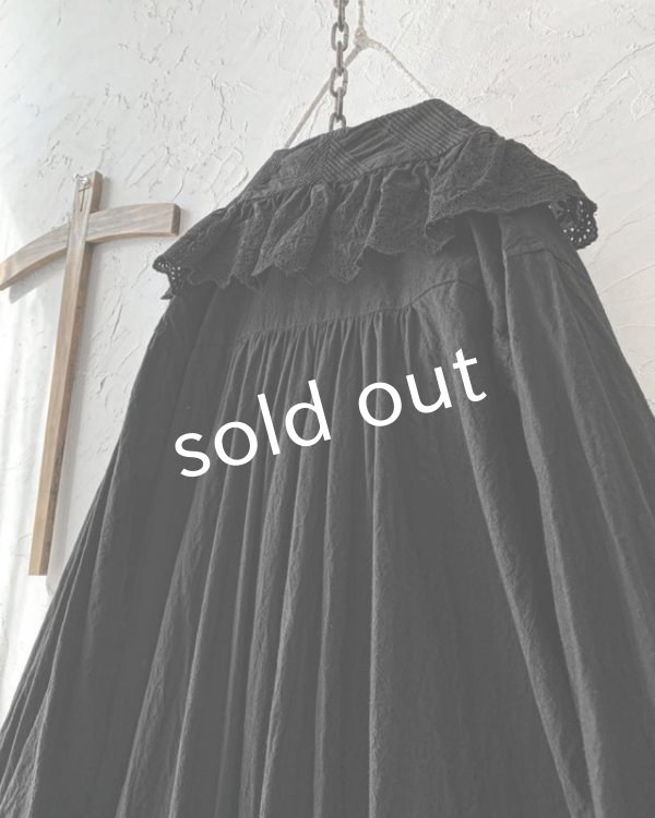 画像7: HALLELUJAH／Chemiscs de nuit 19c siecle 1800年代ナイトローブ・Black (7)