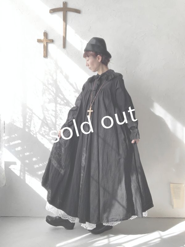 画像13: HALLELUJAH／Chemiscs de nuit 19c siecle 1800年代ナイトローブ・Black (13)