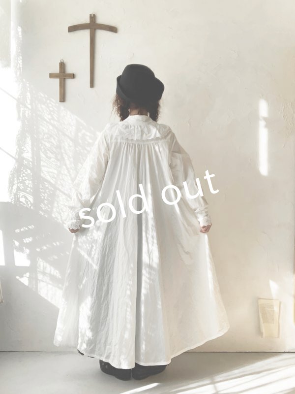画像14: HALLELUJAH／Chemiscs de nuit 19c siecle 1800年代ナイトローブ・Off White (14)