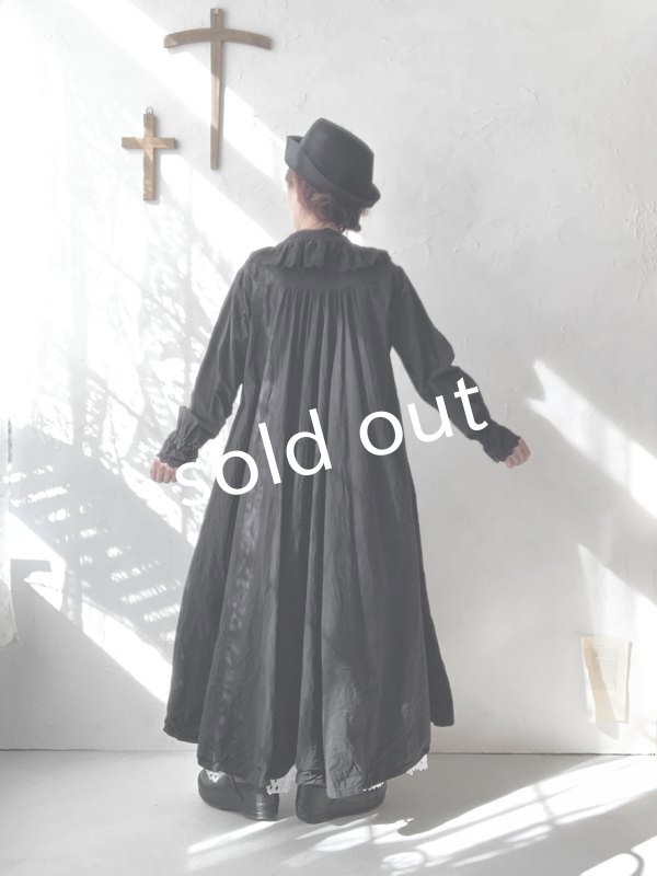 画像14: HALLELUJAH／Chemiscs de nuit 19c siecle 1800年代ナイトローブ・Black (14)