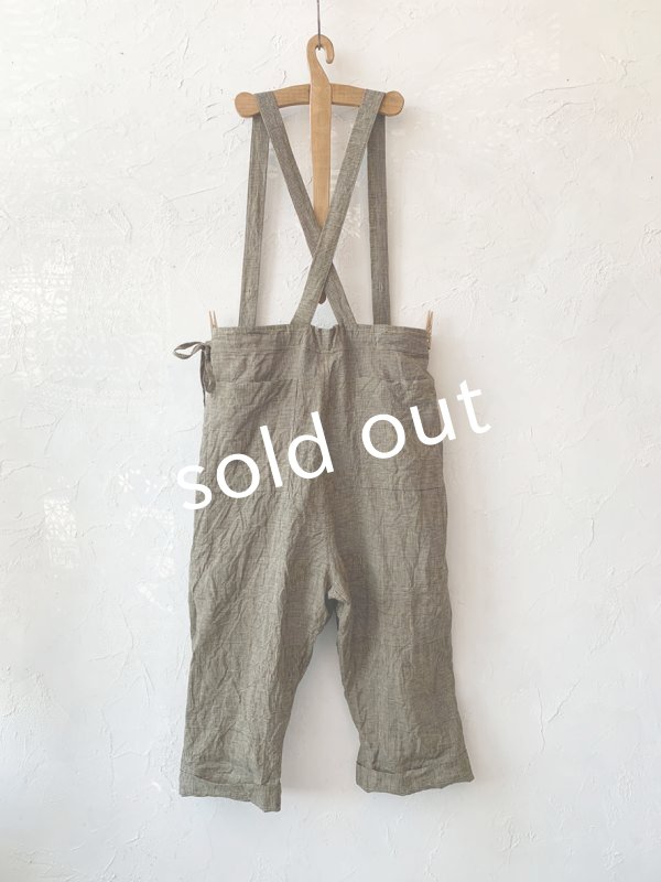 画像10: MARCHE' DE SOEUR／グレンチェックリネンサスペンダーパンツ・ヴィンテージカーキ (10)