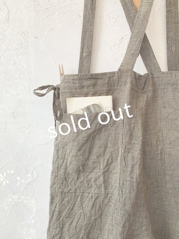 画像11: MARCHE' DE SOEUR／グレンチェックリネンサスペンダーパンツ・ヴィンテージカーキ (11)