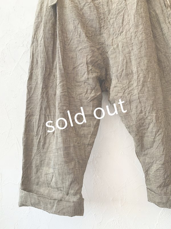 画像8: MARCHE' DE SOEUR／グレンチェックリネンサスペンダーパンツ・ヴィンテージカーキ (8)