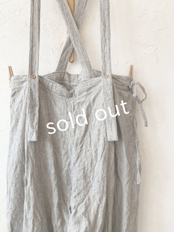 画像3: MARCHE' DE SOEUR／ふっくら織シャンブレーリネンサスペンダーパンツ・杢グレー (3)