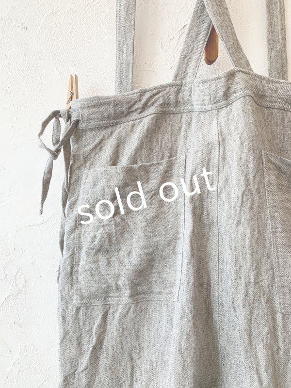 画像11: MARCHE' DE SOEUR／ふっくら織シャンブレーリネンサスペンダーパンツ・杢グレー (11)