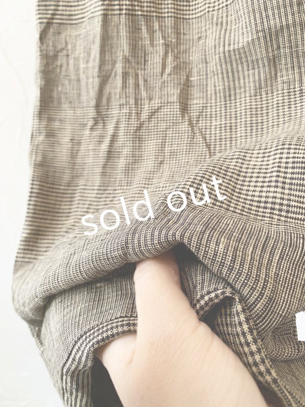 画像9: MARCHE' DE SOEUR／グレンチェックリネンサスペンダーパンツ・ヴィンテージカーキ (9)