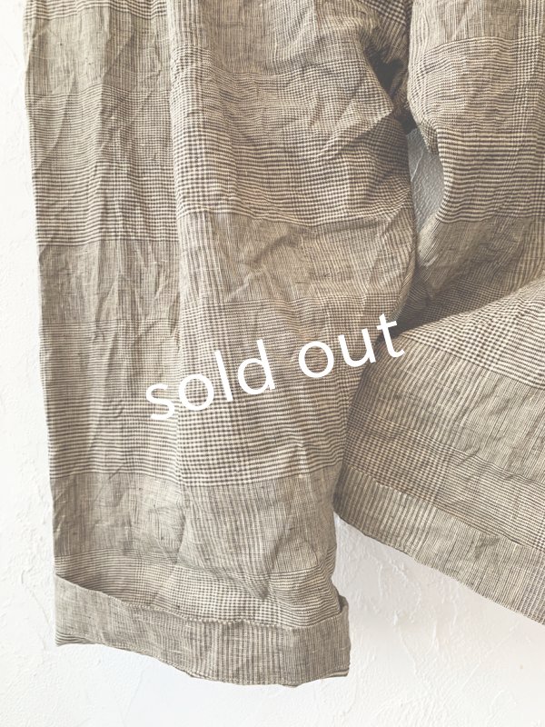 画像7: MARCHE' DE SOEUR／グレンチェックリネンサスペンダーパンツ・ヴィンテージカーキ (7)