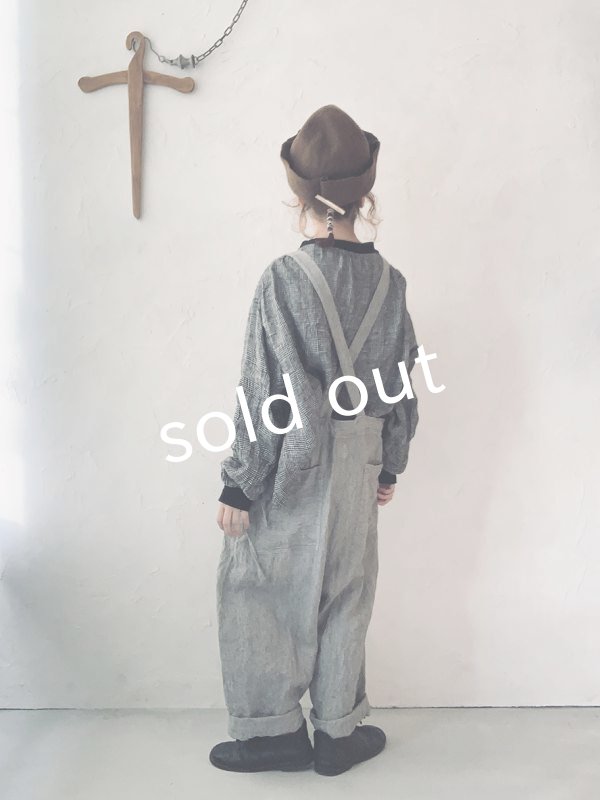 画像14: MARCHE' DE SOEUR／ふっくら織シャンブレーリネンサスペンダーパンツ・杢グレー (14)