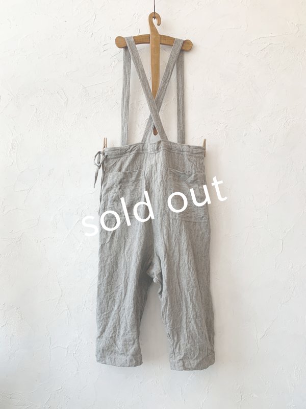 画像10: MARCHE' DE SOEUR／ふっくら織シャンブレーリネンサスペンダーパンツ・杢グレー (10)