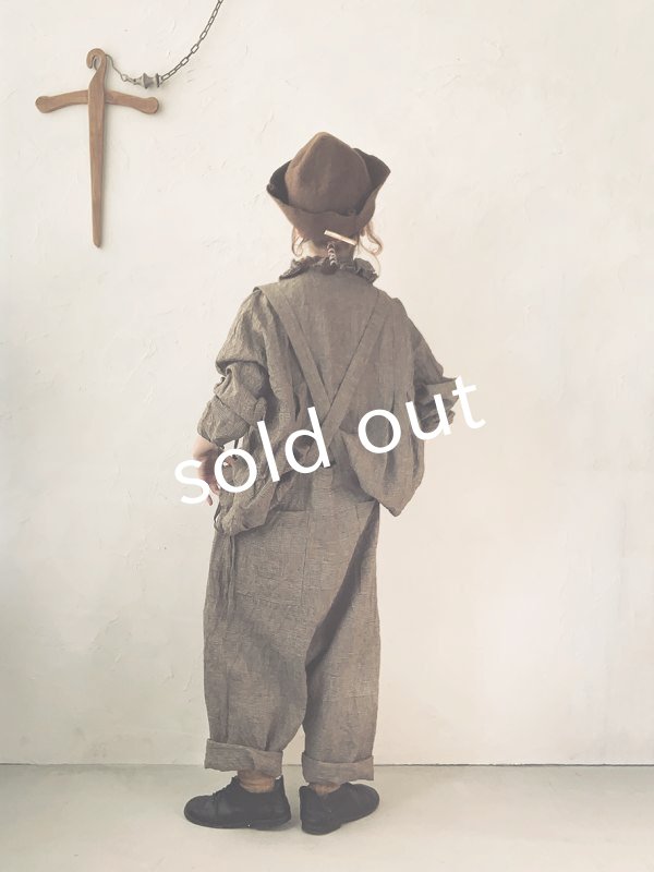 画像13: MARCHE' DE SOEUR／グレンチェックリネンフローフリルブラウス・ヴィンテージカーキ (13)