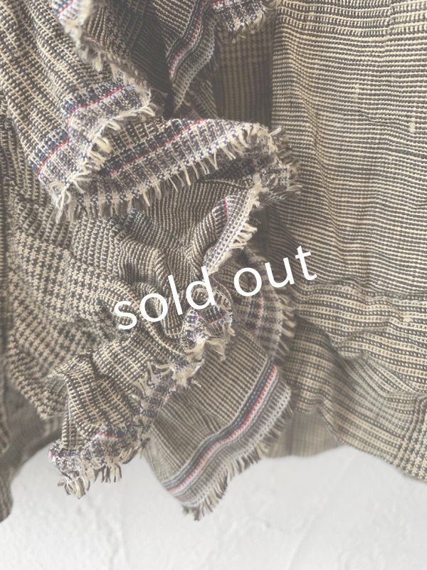 画像3: MARCHE' DE SOEUR／グレンチェックリネンフローフリルブラウス・ヴィンテージカーキ (3)