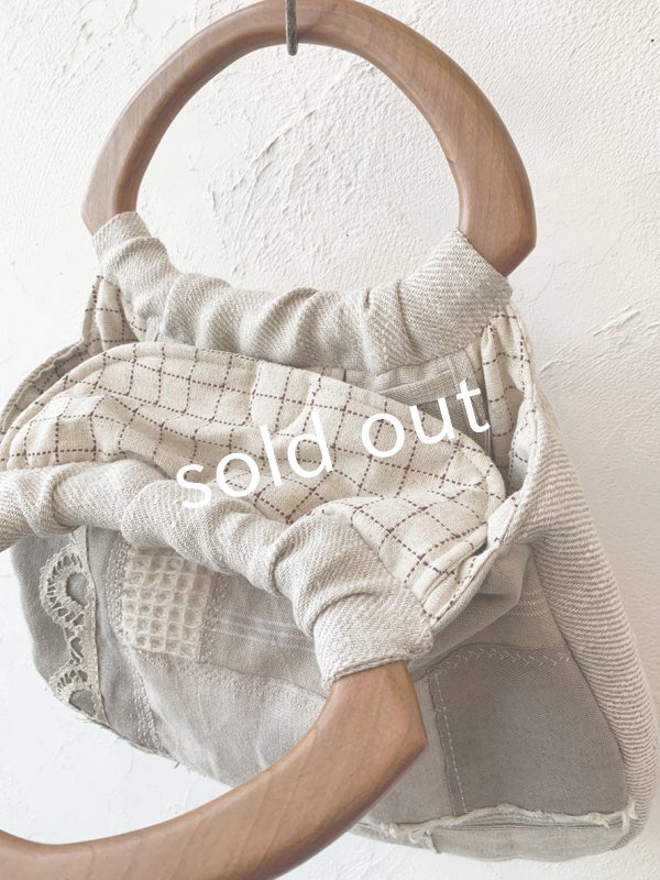 画像8: ecru-ke／木の持ち手バッグ・パッチワーク (8)