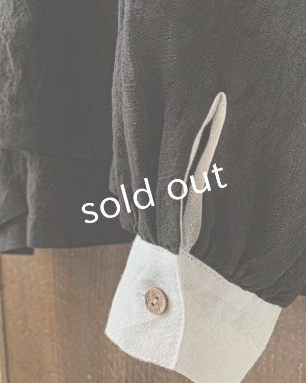 画像2: MARCHE' DE SOEUR／チャーチカフスブラウス・黒×エクリュ (2)