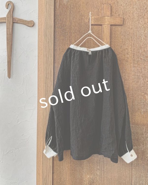 画像4: MARCHE' DE SOEUR／チャーチカフスブラウス・黒×エクリュ (4)