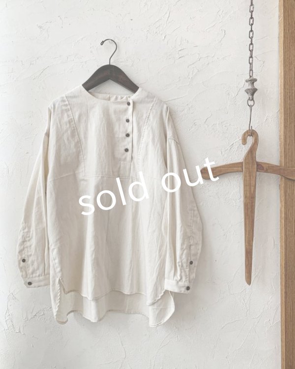 画像3: je suis comme je suis/「佇む」プルオーバーシャツ・アンティークミルクホワイト (3)