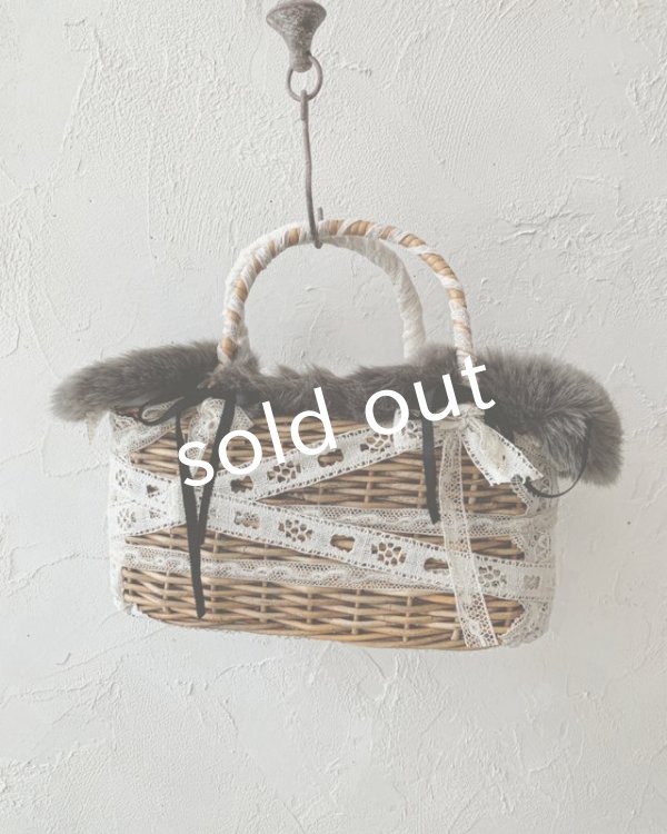 画像6: pollenbienco／アンティークレースとファーのラウンドバッグ (6)