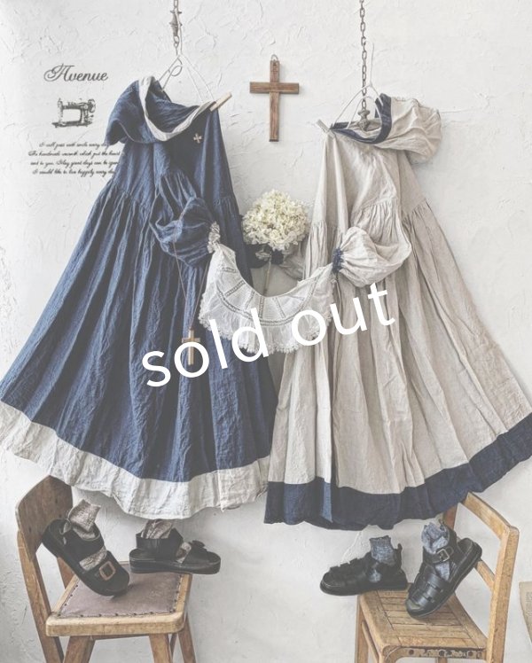 画像2: 【次回3月下旬入荷予定】Avenue／フード付きギャザーワンピース (2)