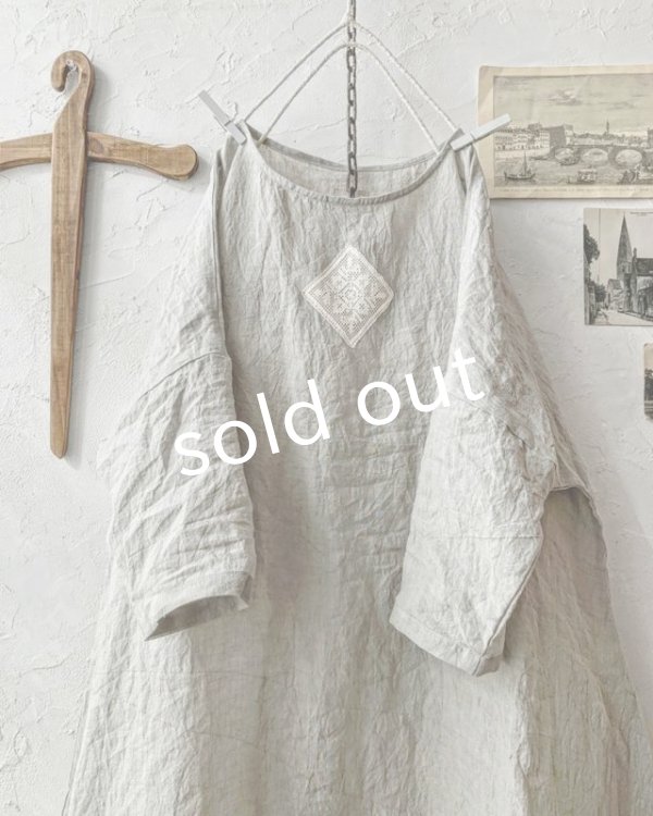 画像2: MARCHE' DE SOEUR／レース付きフレンチワンピース・アンティークグレー (2)