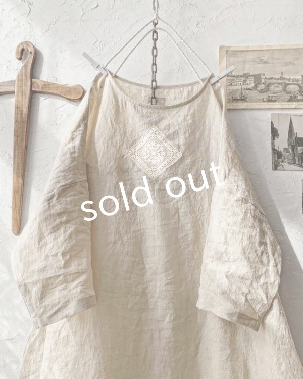 画像2: MARCHE' DE SOEUR／レース付きフレンチワンピース・アンティークミルク (2)