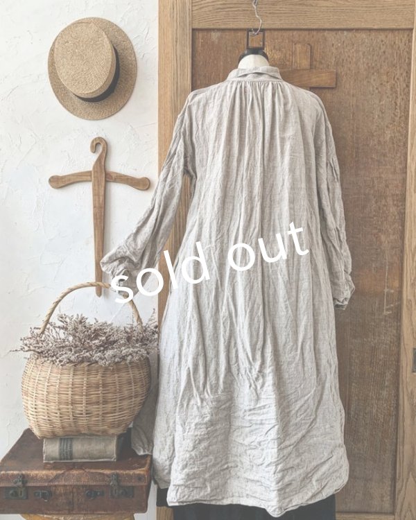 画像7: HALLELUJAH／1890's Bourgeron 羊飼いシャツワンピース・flax (7)