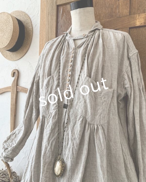 画像2: HALLELUJAH／1890's Bourgeron 羊飼いシャツワンピース・flax (2)