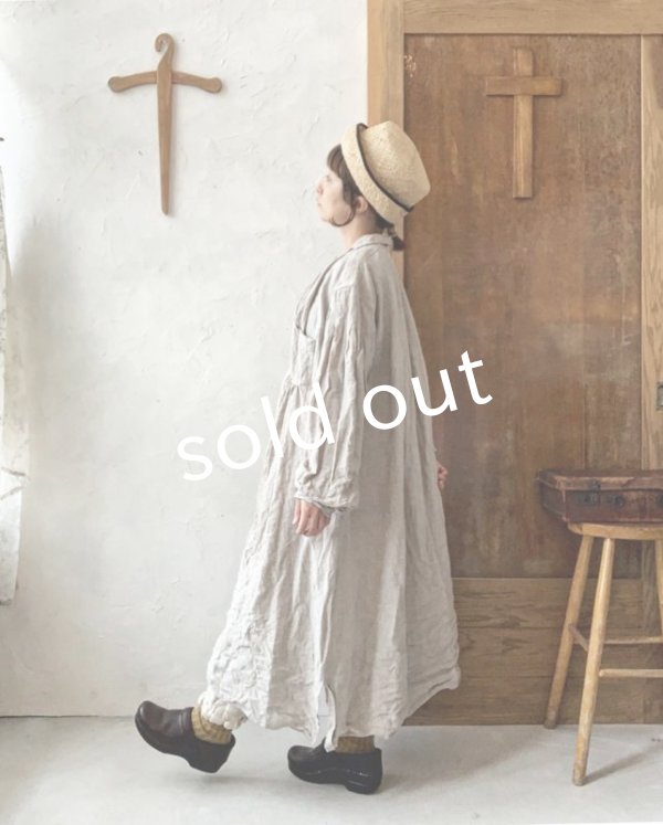 画像14: HALLELUJAH／1890's Bourgeron 羊飼いシャツワンピース・flax (14)